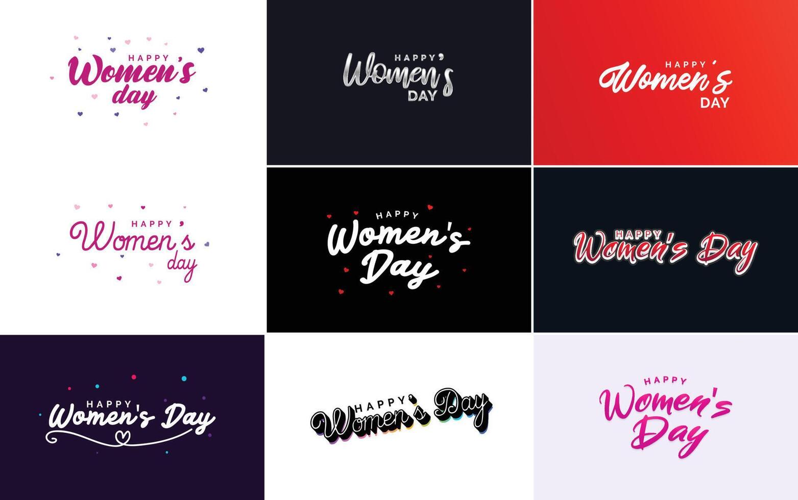 Set of International Women s Day cards with a logo and a gradient color scheme vector