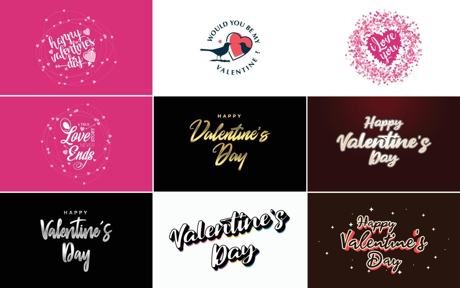 Happy Valentine s Day banner template with a romantic theme and a red color scheme vector