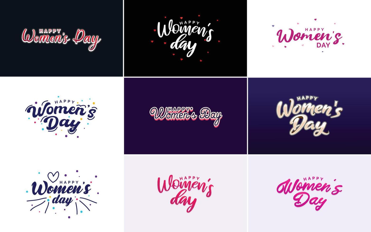 Happy Women s Day typography design with a pastel color scheme and a geometric shape element illustration vector