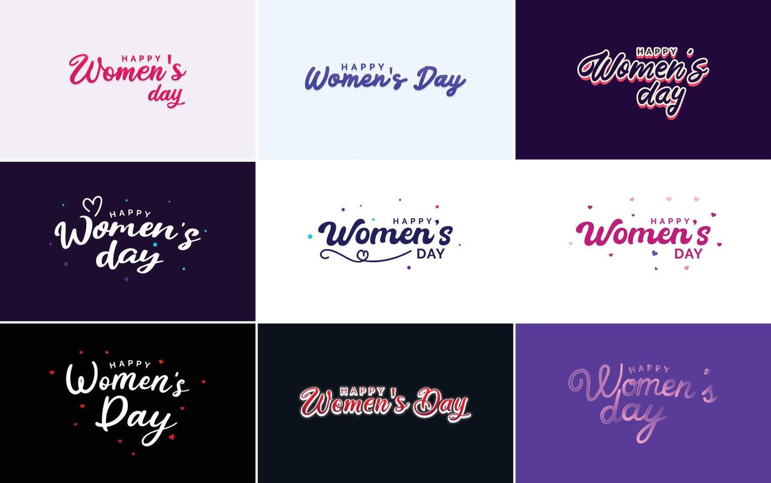Set of Happy International Woman s Day signs emblems and design elements including signs labels and badges collection suitable for use in a variety of designs vector