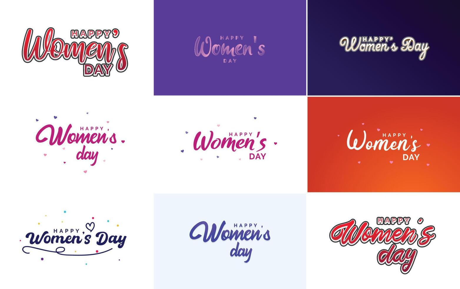 Happy Women s Day typography design with a pastel color scheme and a geometric shape element illustration vector