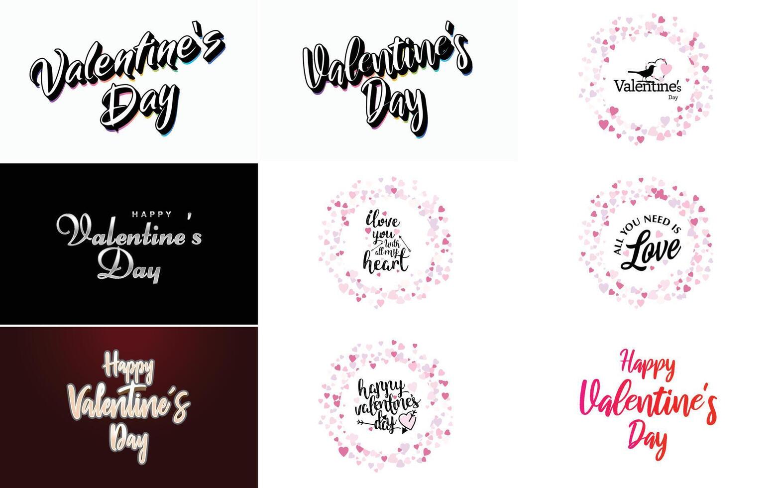 Happy Valentine s Day greeting background in papercut realistic style paper clouds flying realistic heart on string pink banner party invitation template calligraphy words text sign on copy space vector