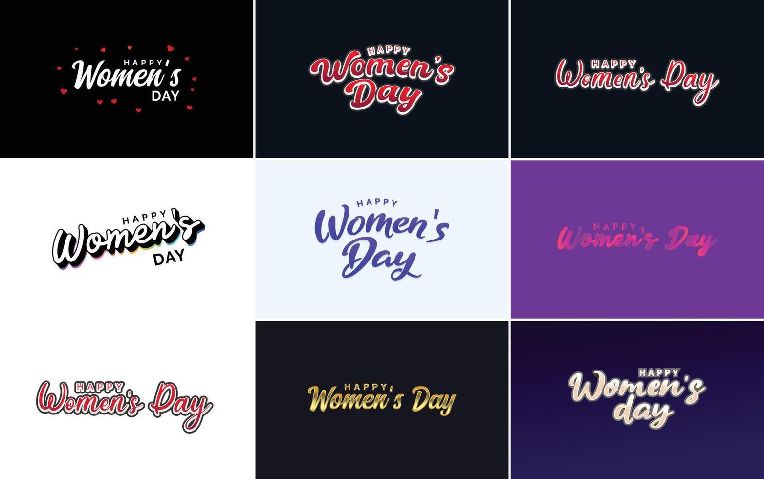 Happy Women s Day typography design with a pastel color scheme and a geometric shape element illustration vector