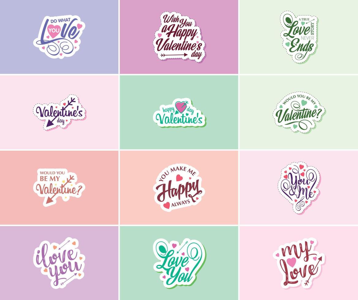 Love is in the Details Valentine s Day Typography and Graphics Stickers vector