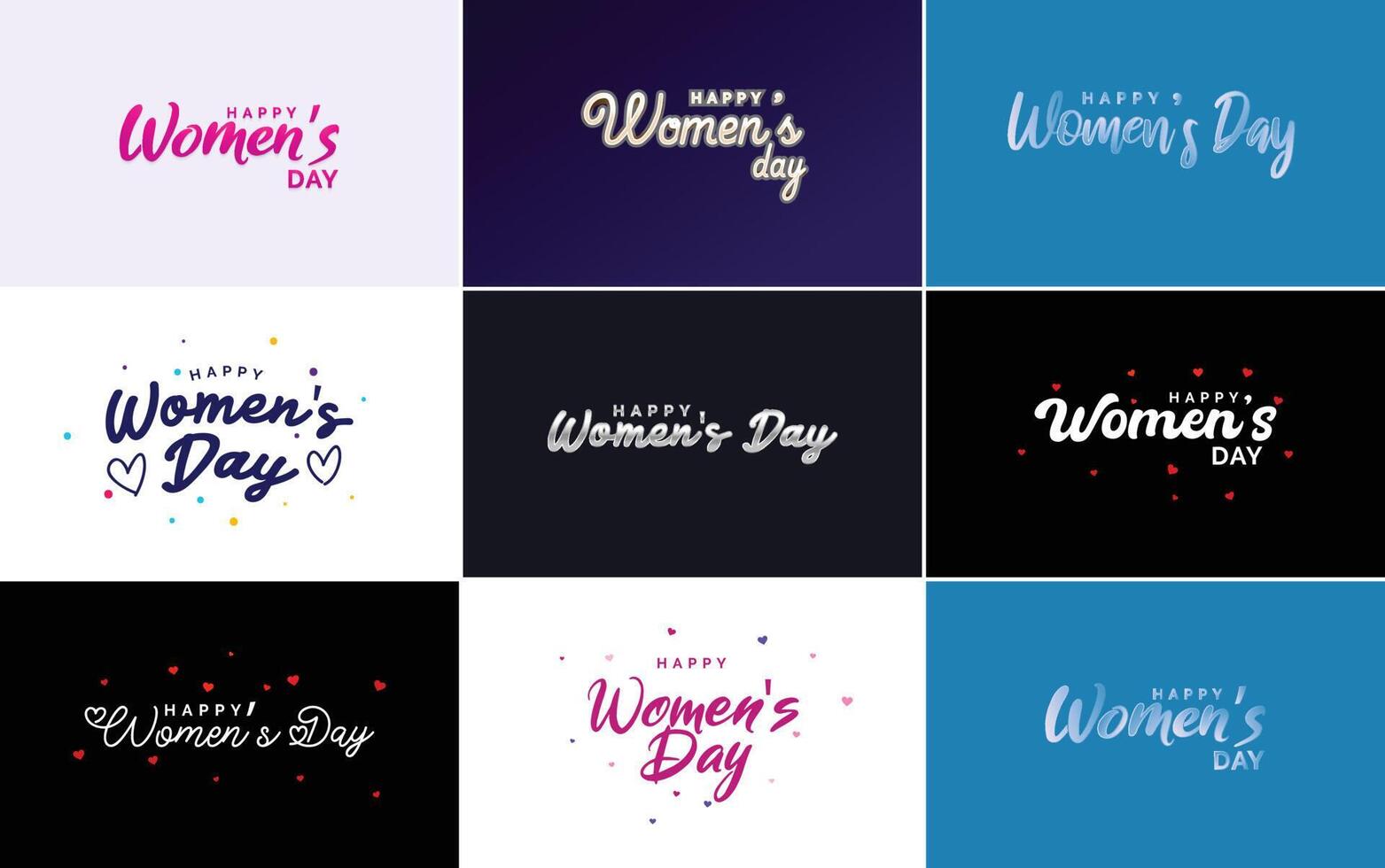 Happy Women s Day greeting card template with hand lettering text design creative typography for holiday greetings illustration vector