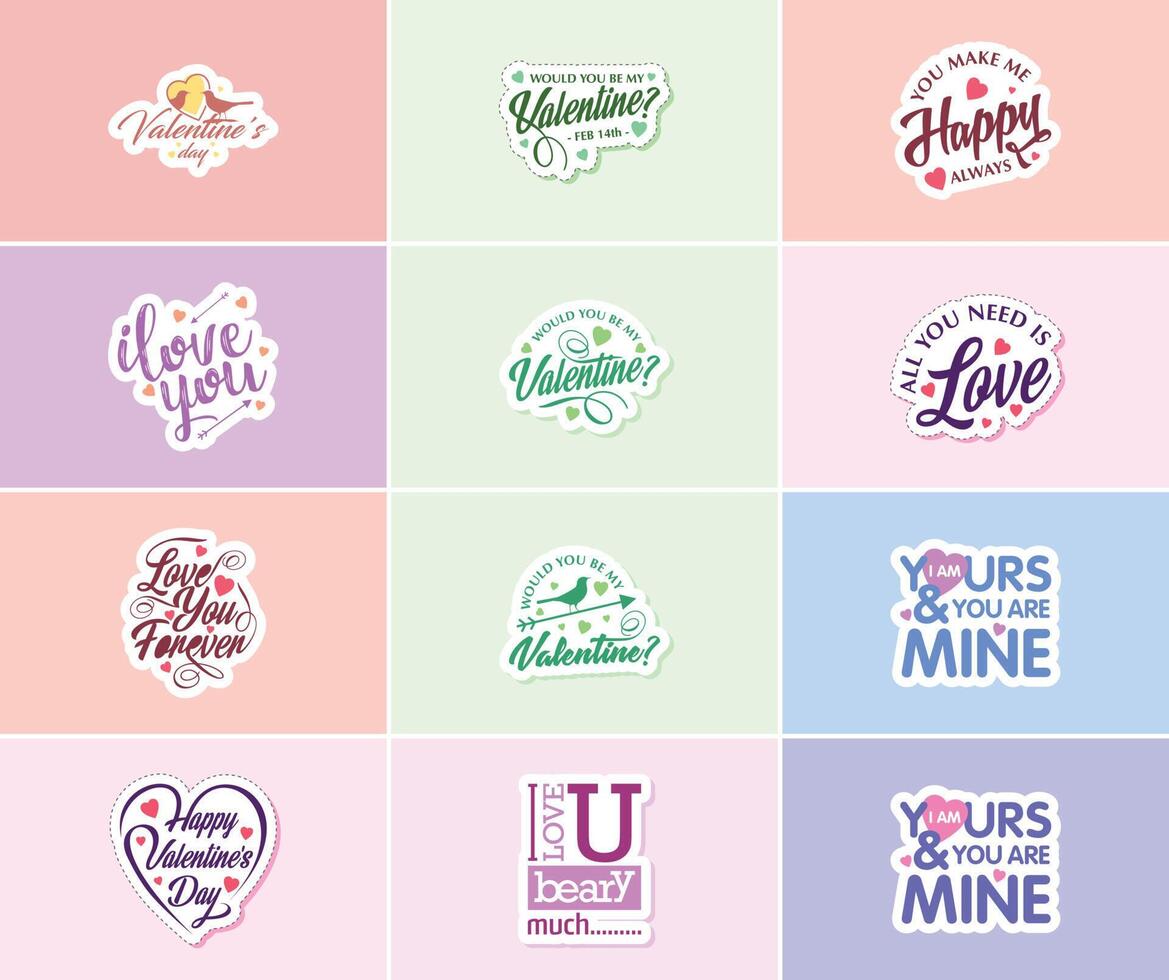 Love is in the Air Valentine s Day Typography and Graphic Design Stickers vector