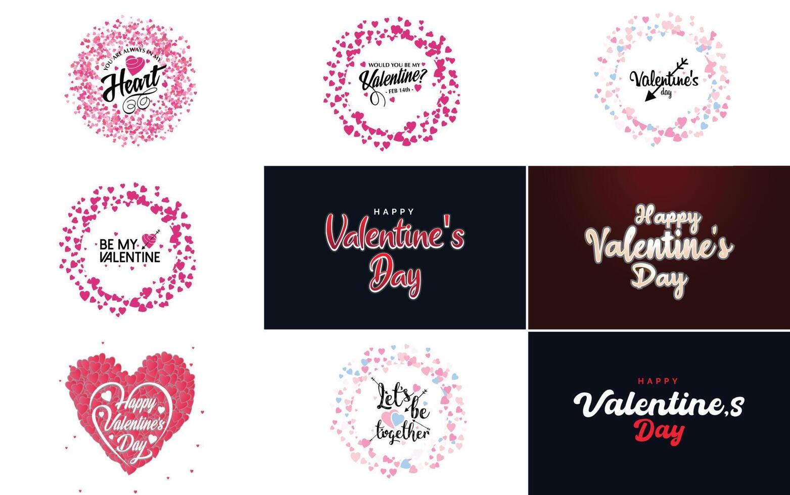 Happy Valentine s Day typography design with a heart shaped balloon and a gradient color scheme vector