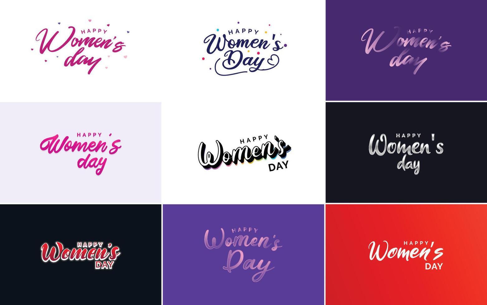 March 8 typographic design set with Happy Women s Day text vector