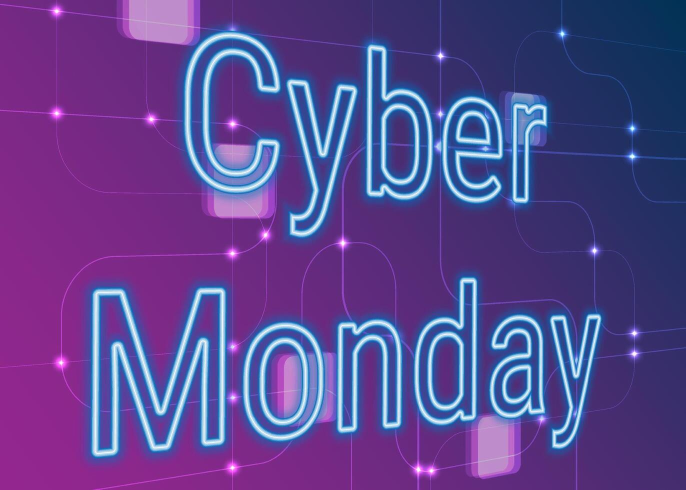 Cyber Monday. Promotional online sale event. illustration. Luminous cyber hologram. vector