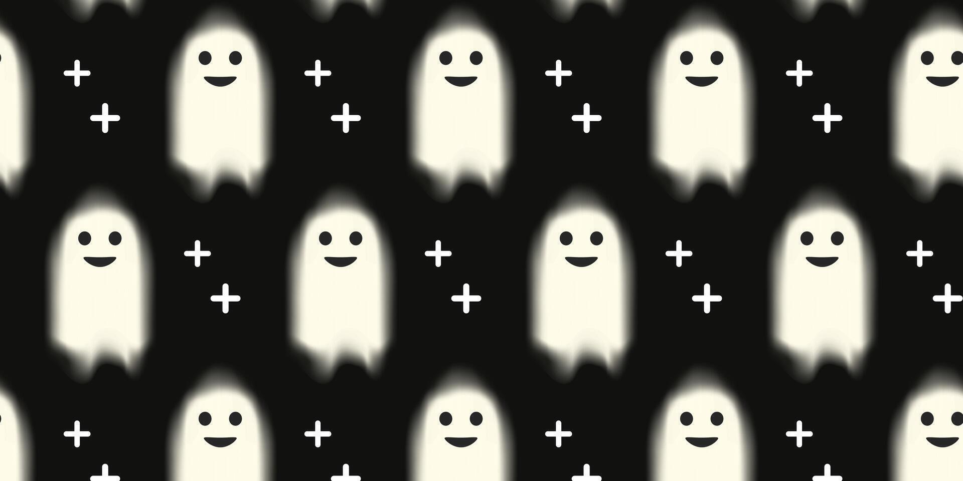 Happy Halloween. Seamless pattern with Boo Spooky Ghost on black background. illustration for print. vector