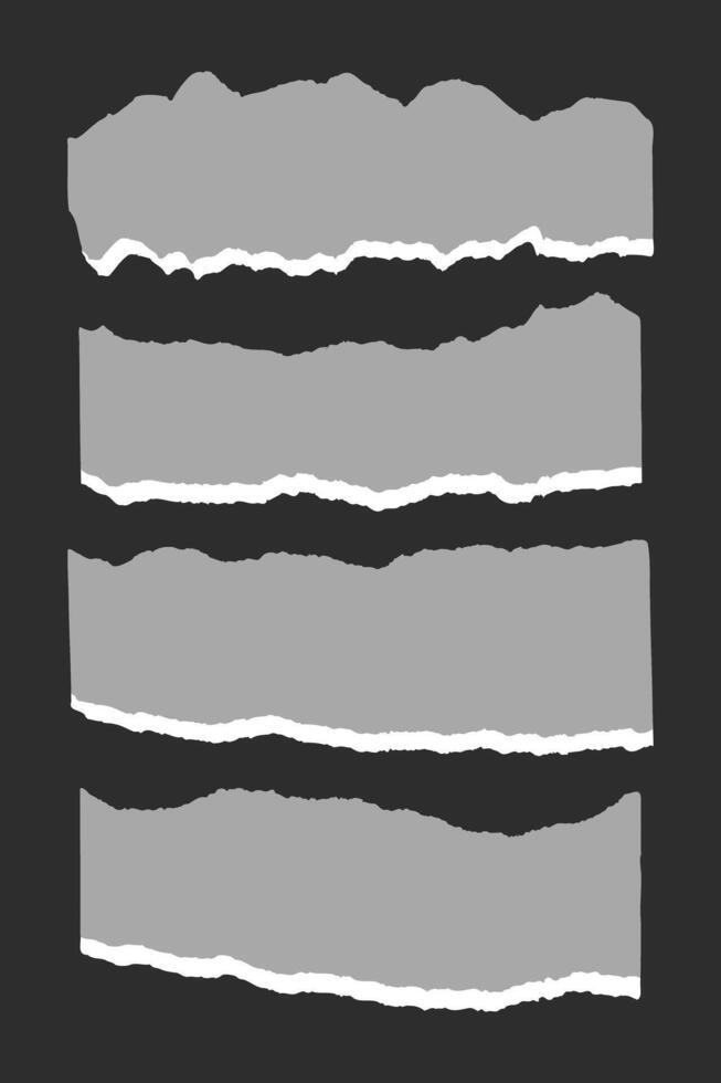 Grey torn paper element set. Ripped paper sheets background template. For scrapbook, presentation, cover, or social media graphic element. vector