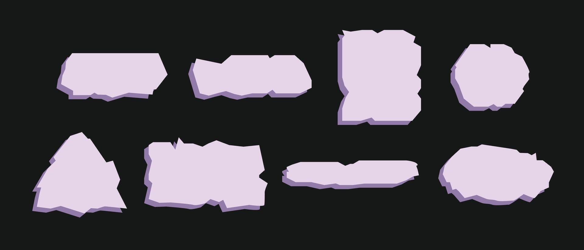 Paper cutout label abstract shapes. Torn sheets element set. vector