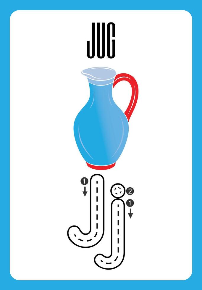 Letter J and j Hand Drawn Practice Worksheets for kids vector