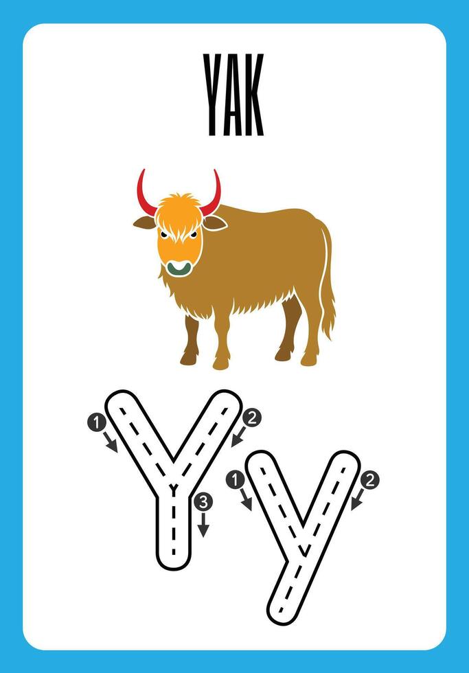 Letter Y and y Hand Drawn Practice Worksheets for kids vector