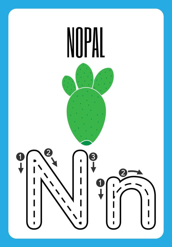Letter N and n Hand Drawn Practice Worksheets for kids vector