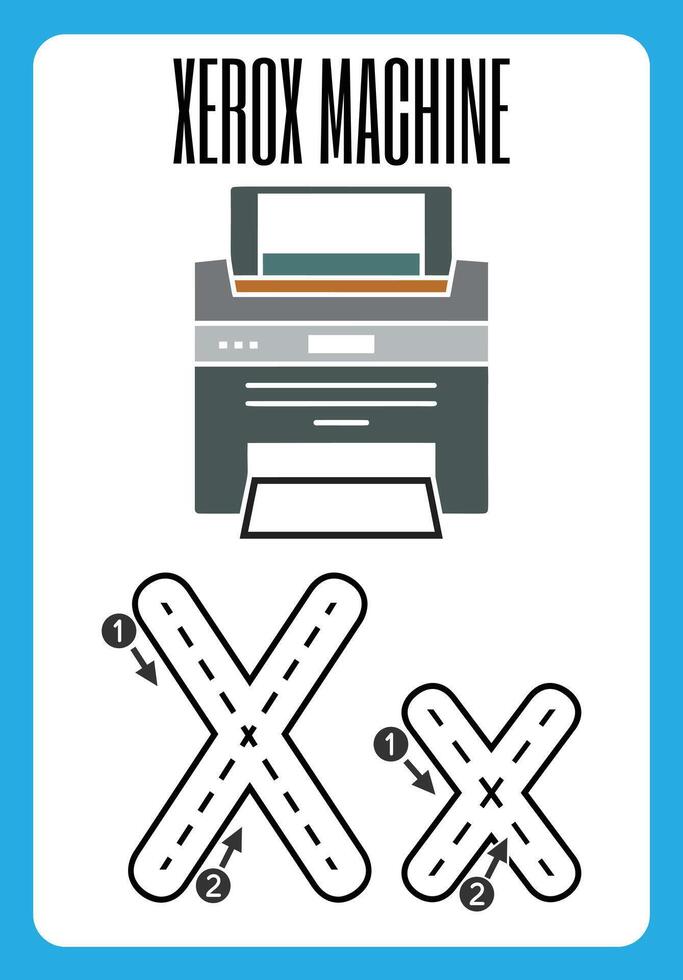 Letter X and x Hand Drawn Practice Worksheets for kids vector