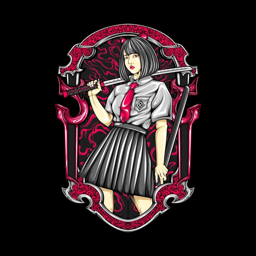 cool samurai lady vector