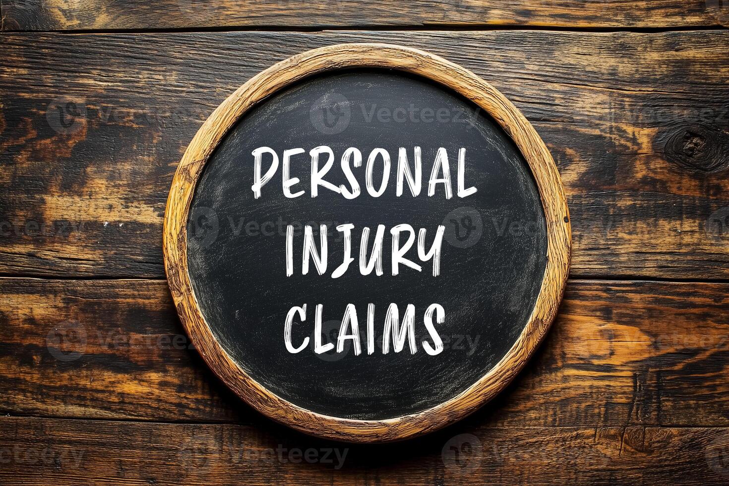 Personal injury claims message written on blackboard with wooden background. Conceptual personal injury claims symbol. Copy space. photo
