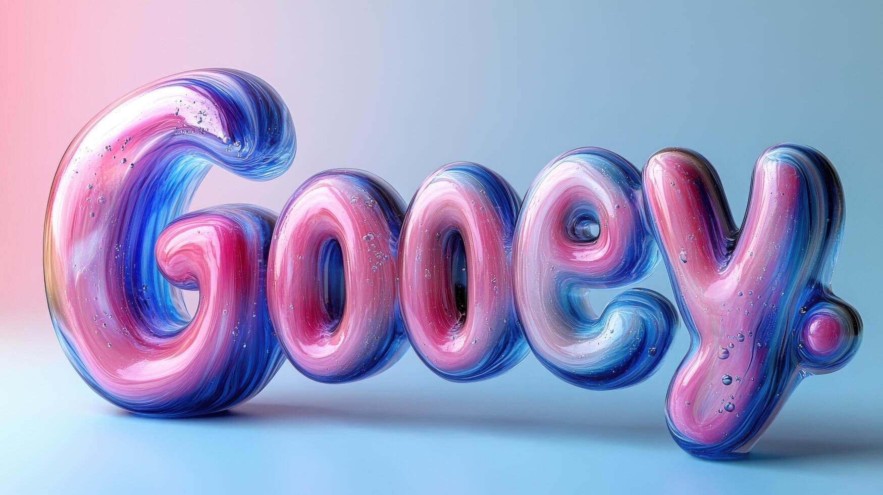 Colorful 3D Gooey Text with Swirled Pink and Blue Gradient on Soft Background photo