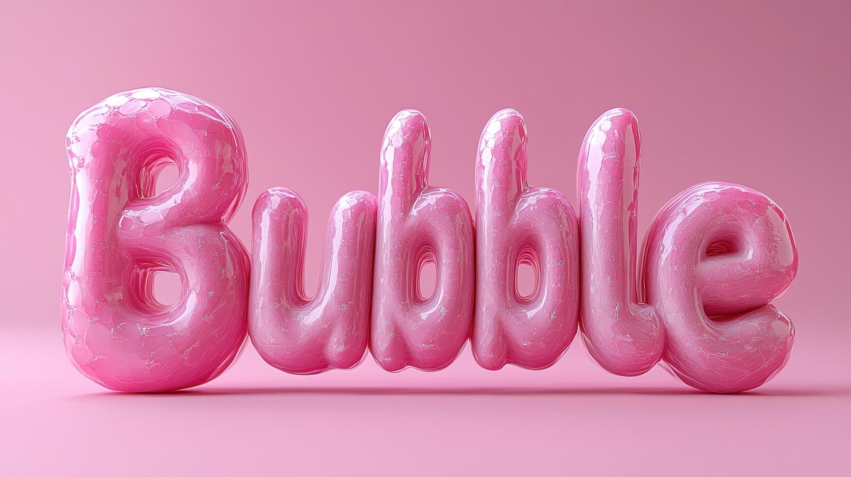 3D Rendered Pink Bubble Text on Soft Pink Background - Fun and Playful Typography Design photo