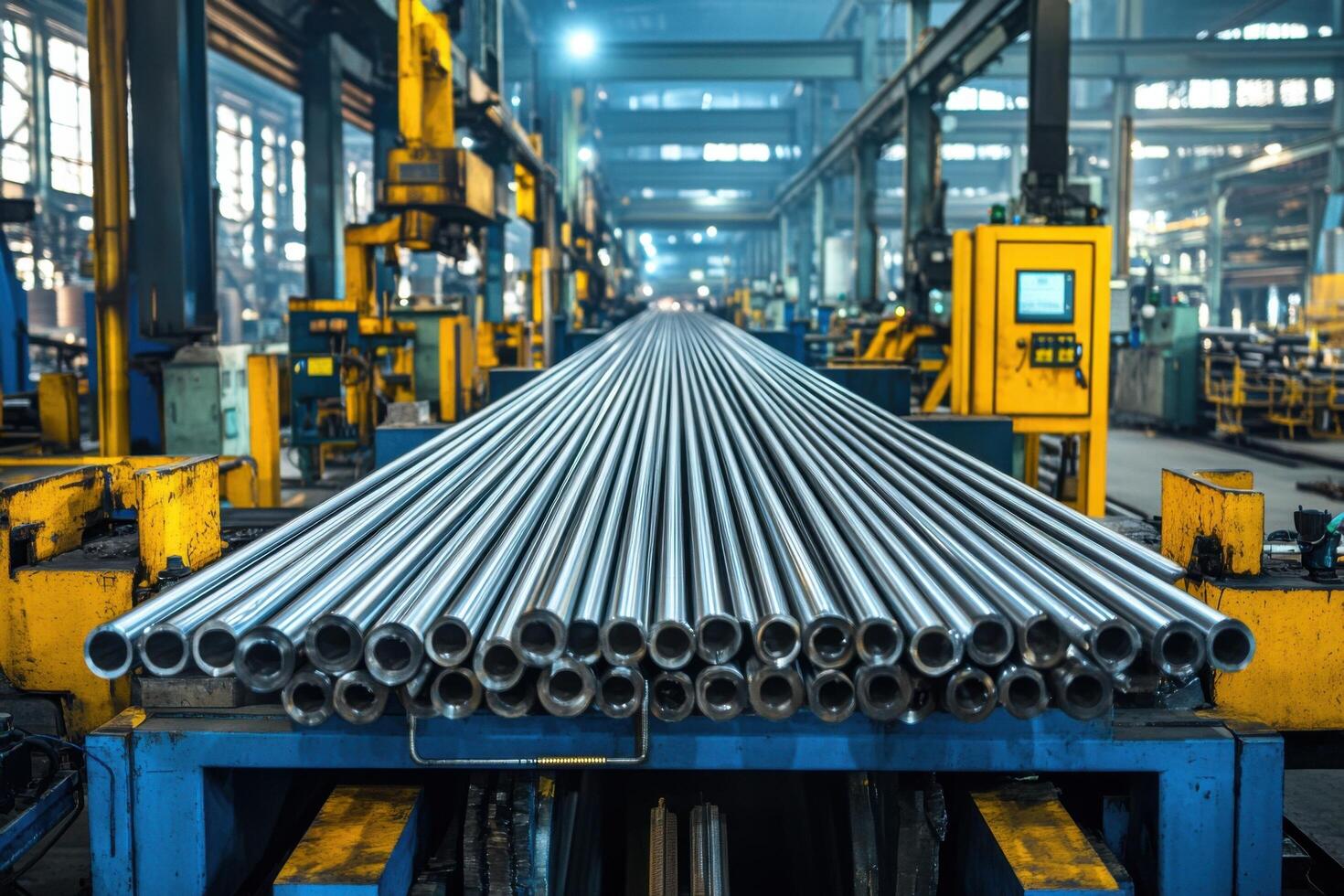 Industrial Steel Pipe Manufacturing Facility with Advanced Machinery and Equipment in Operation photo