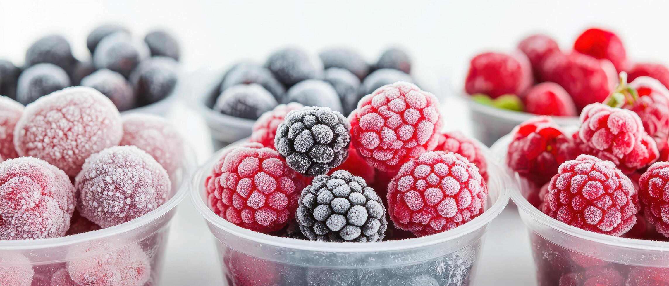 Frozen Fresh Fruits in Plastic Containers for Long-Term Preservation and Storage photo