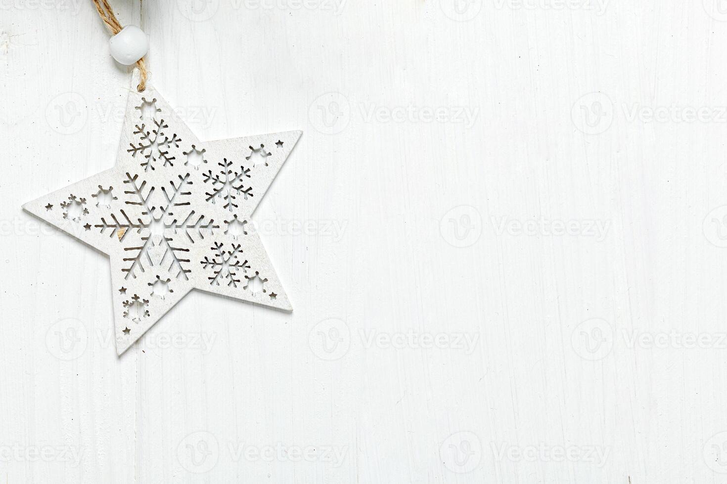 christmas toys star on wooden background photo