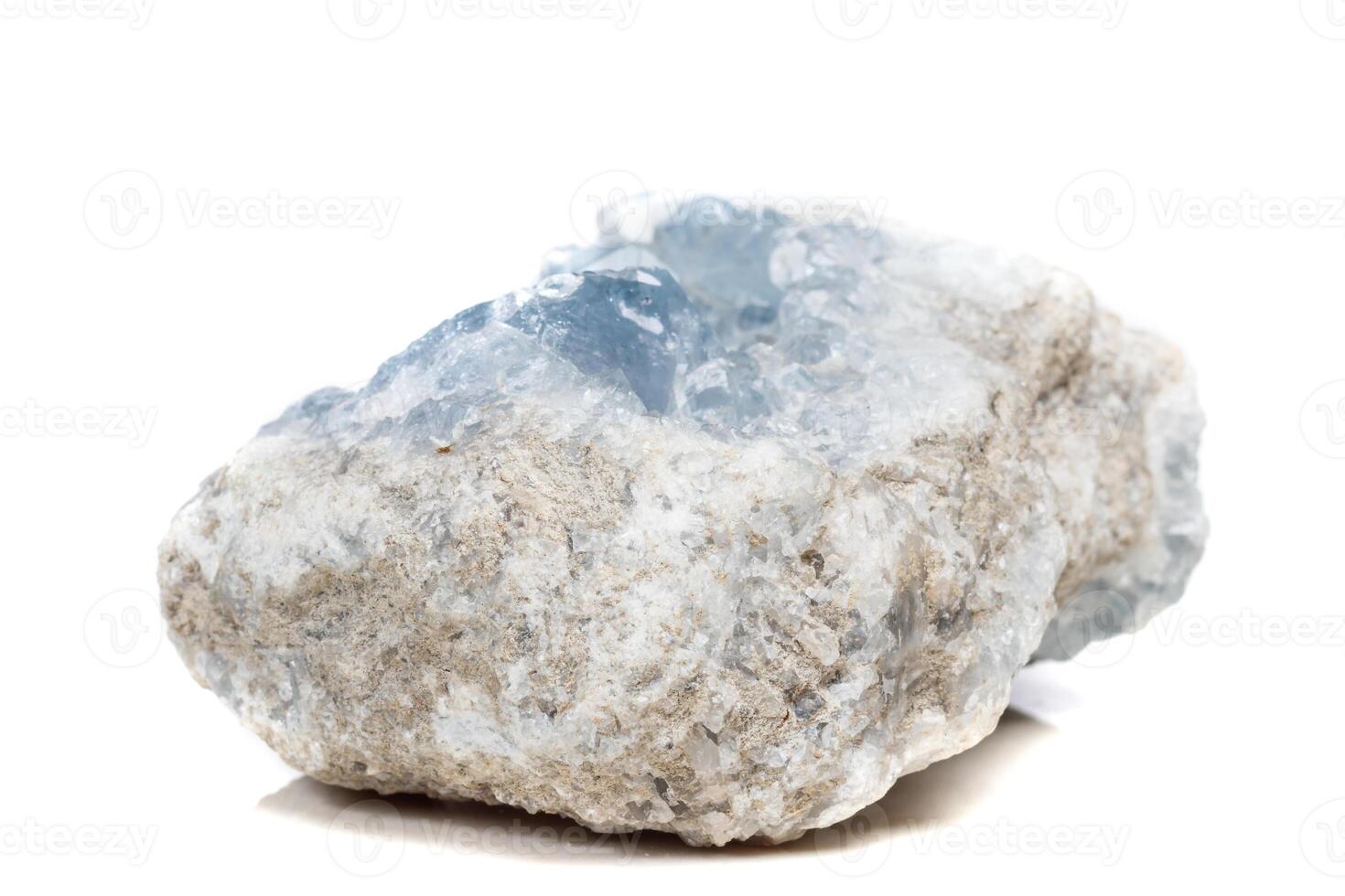 Macro mineral stone Celestine in the breed a white background photo