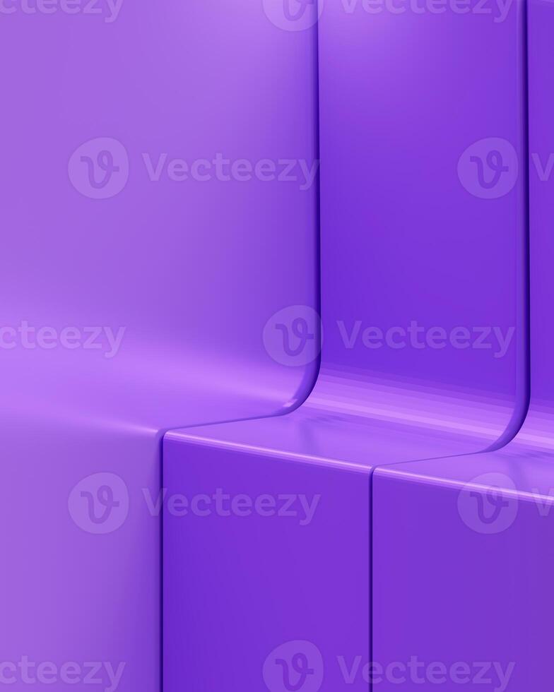 3D Purple solid background with purple wall, Empty purple pedestal displaying minimalist product placement. photo