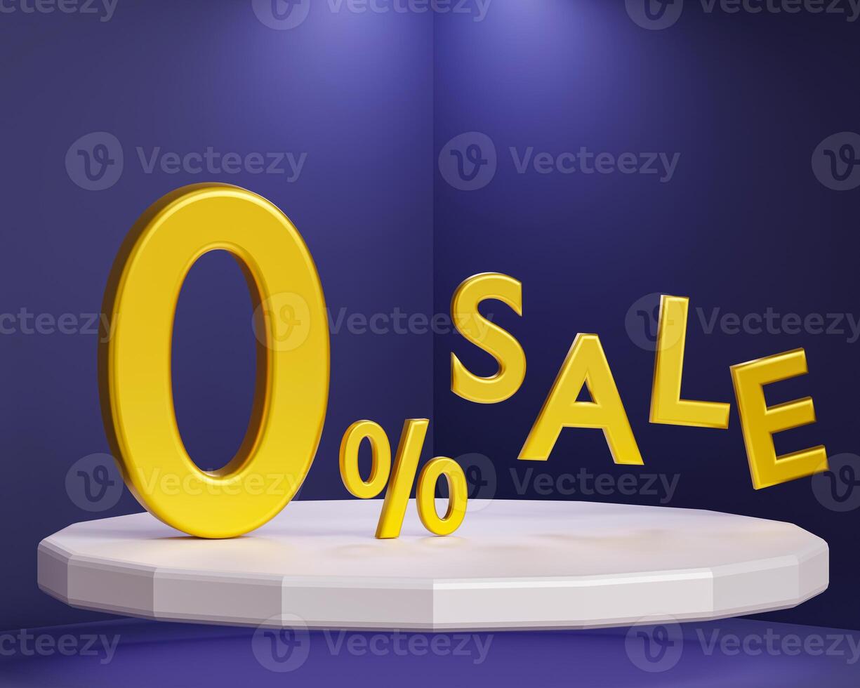 sale discount on white podium on green grass bushes photo
