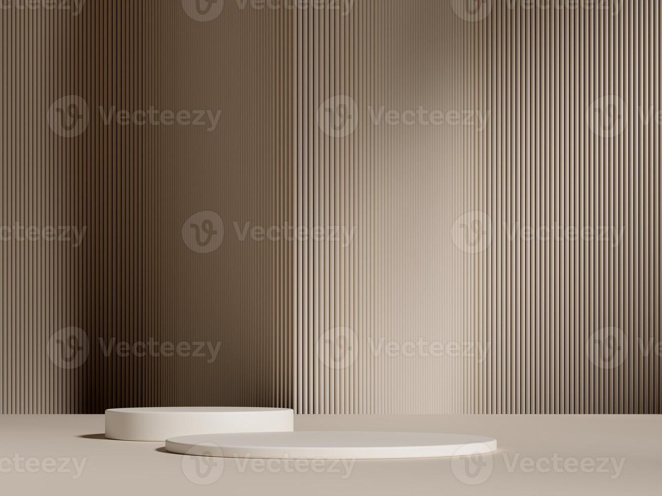 Set of cylinder pedestal podium display, Empty room background. Abstract modern rendering 3d shape for products display presentation. Pastel minimal wall scene, Studio room. 3d rendering photo