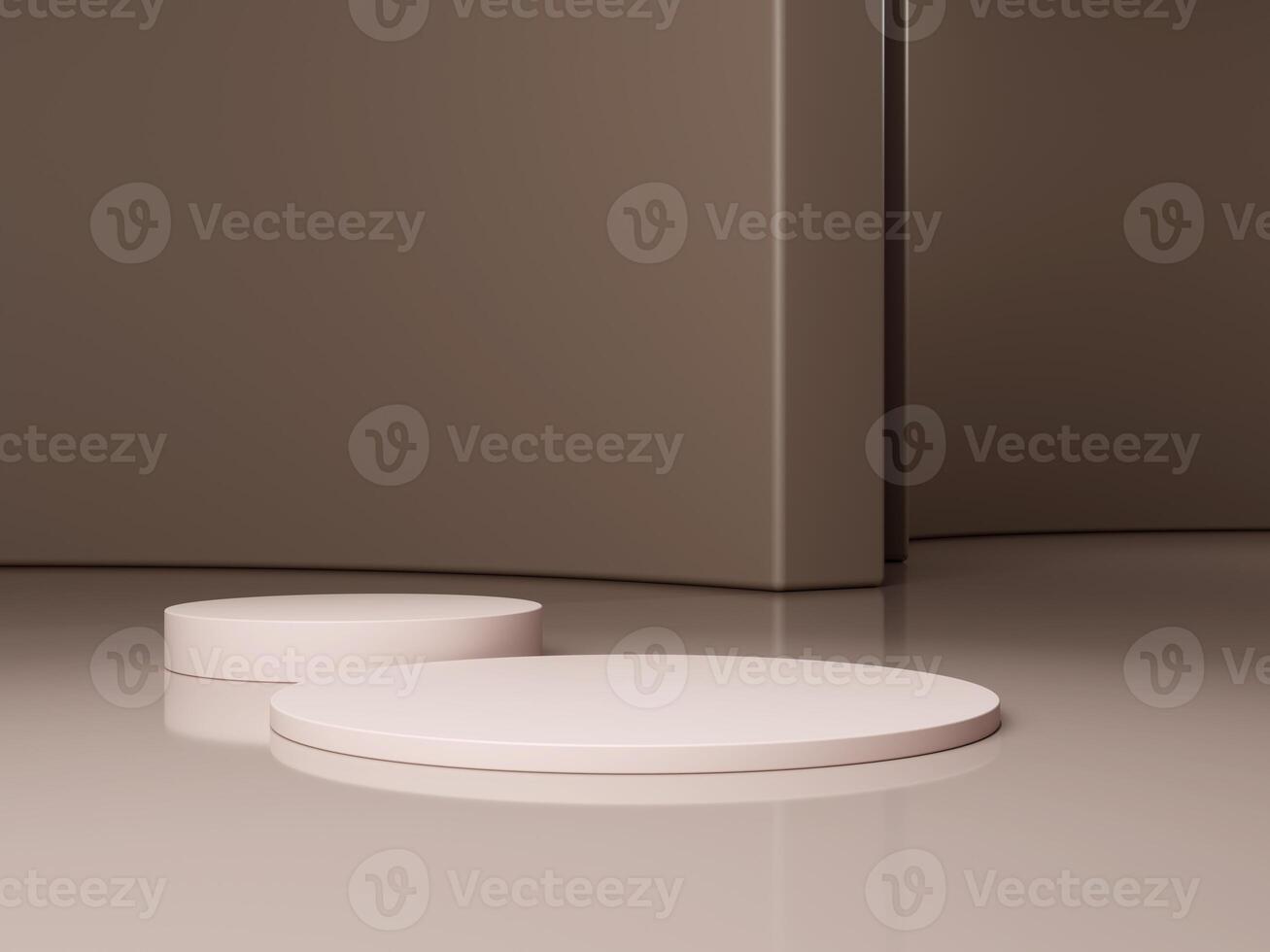 Set of cylinder pedestal podium display, Empty room background. Abstract modern rendering 3d shape for products display presentation. Pastel minimal wall scene, Studio room. 3d rendering photo