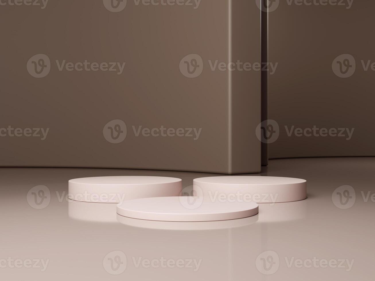 Set of cylinder pedestal podium display, Empty room background. Abstract modern rendering 3d shape for products display presentation. Pastel minimal wall scene, Studio room. 3d rendering photo