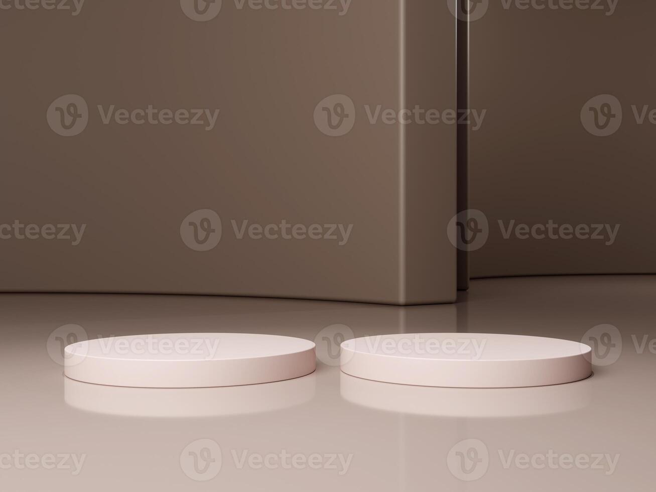 Set of cylinder pedestal podium display, Empty room background. Abstract modern rendering 3d shape for products display presentation. Pastel minimal wall scene, Studio room. 3d rendering photo