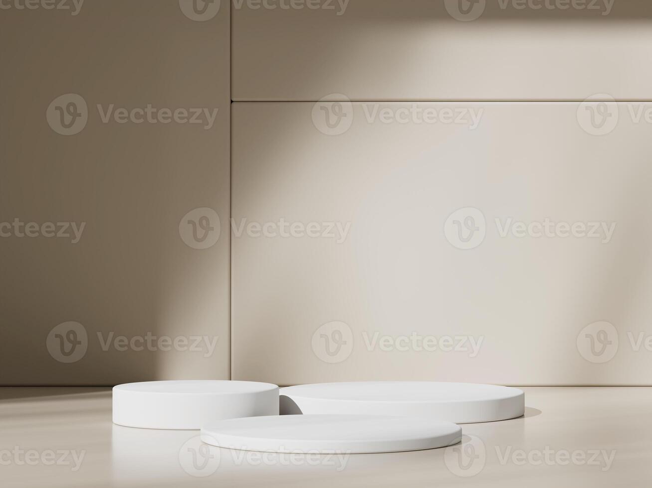 3d display product beige minimal scene with geometric podium platform. cylinder background 3d rendering with podium. stand for cosmetic products. Stage showcase on pedestal 3d beige studio photo