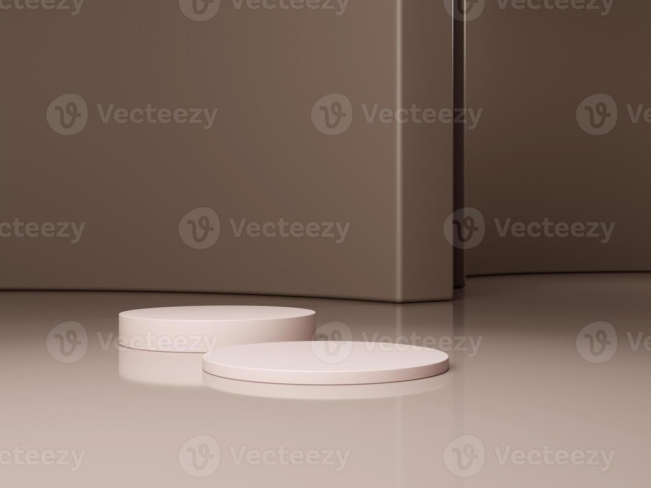 Set of cylinder pedestal podium display, Empty room background. Abstract modern rendering 3d shape for products display presentation. Pastel minimal wall scene, Studio room. 3d rendering photo