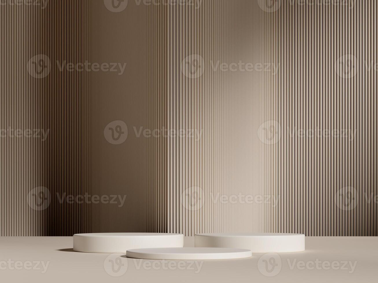 Set of cylinder pedestal podium display, Empty room background. Abstract modern rendering 3d shape for products display presentation. Pastel minimal wall scene, Studio room. 3d rendering photo