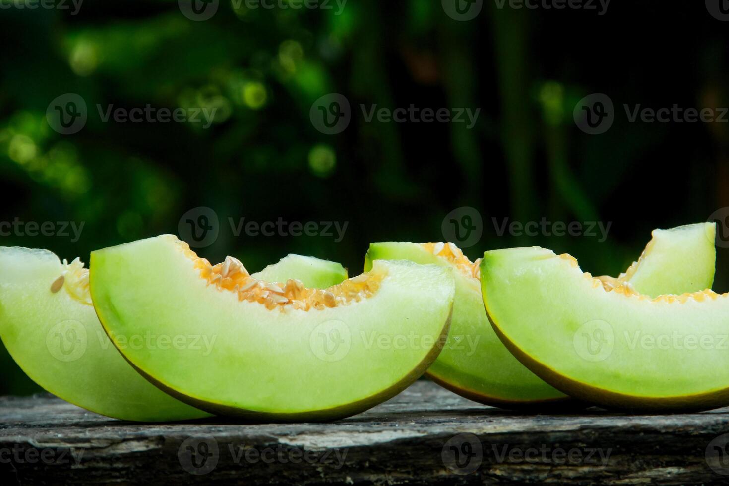 Sliced green melon, fresh melon ready to eat photo
