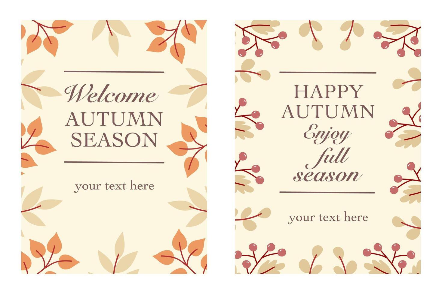 Autumn, Fall, Thanksgiving day trendy backgrounds with beautiful leaves. Set of Flat templates poster, invitation, card, flyer, cover, banner, placard, brochure, social media, sale, advertising vector