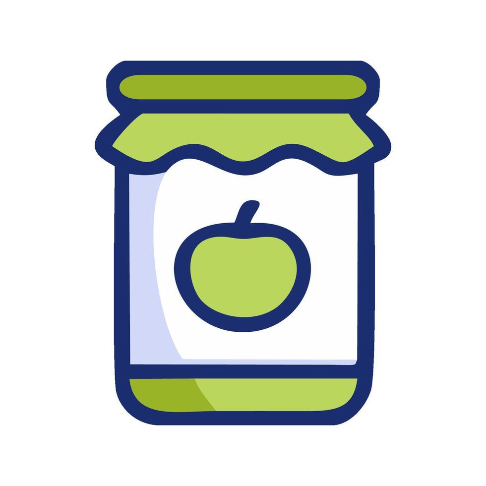 a jar of apple jam with a green apple inside vector