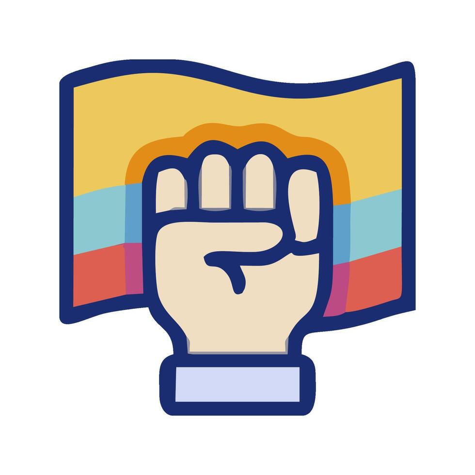 a fist with a rainbow flag on it vector