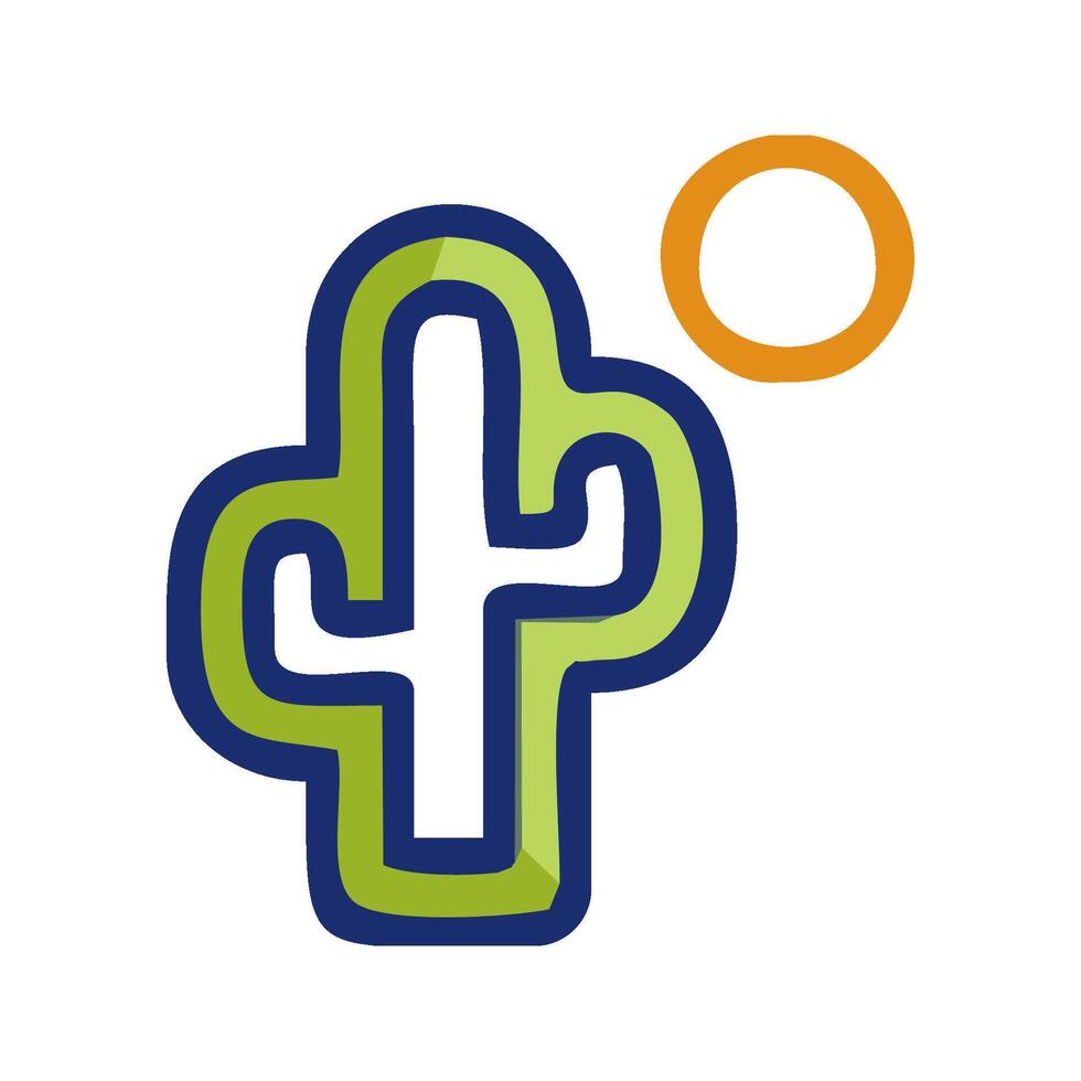 a cactus with a sun in the background vector