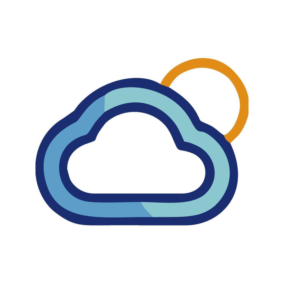 a cloud with a sun behind it vector