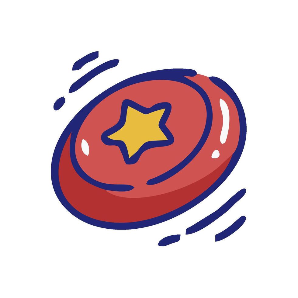a red frisbee with a star on it vector