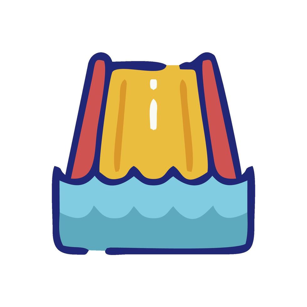 a cartoon water slide with a yellow and blue water vector