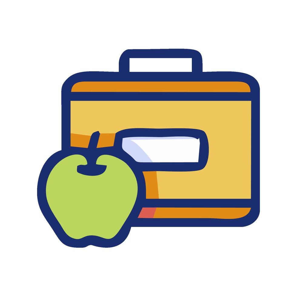 a lunchbox with an apple and a pencil vector