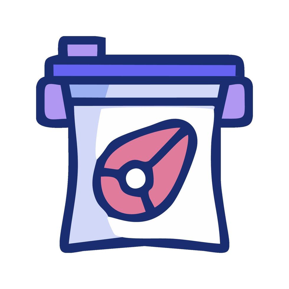 a bag of meat in a container with a red heart vector