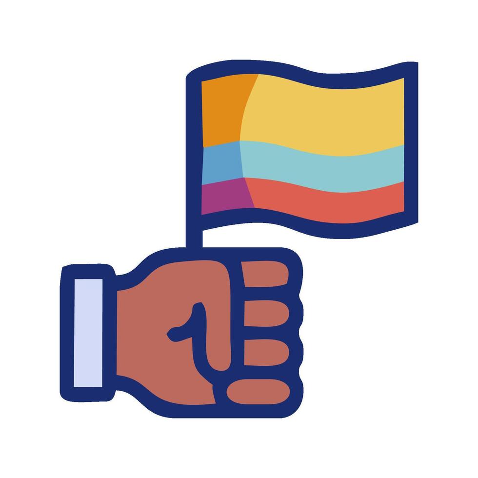 a hand holding a rainbow flag vector