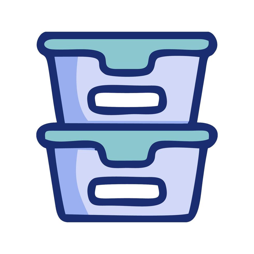 two stacked plastic containers with handles on top vector
