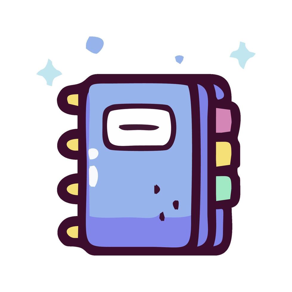 a blue notebook with a pen inside vector